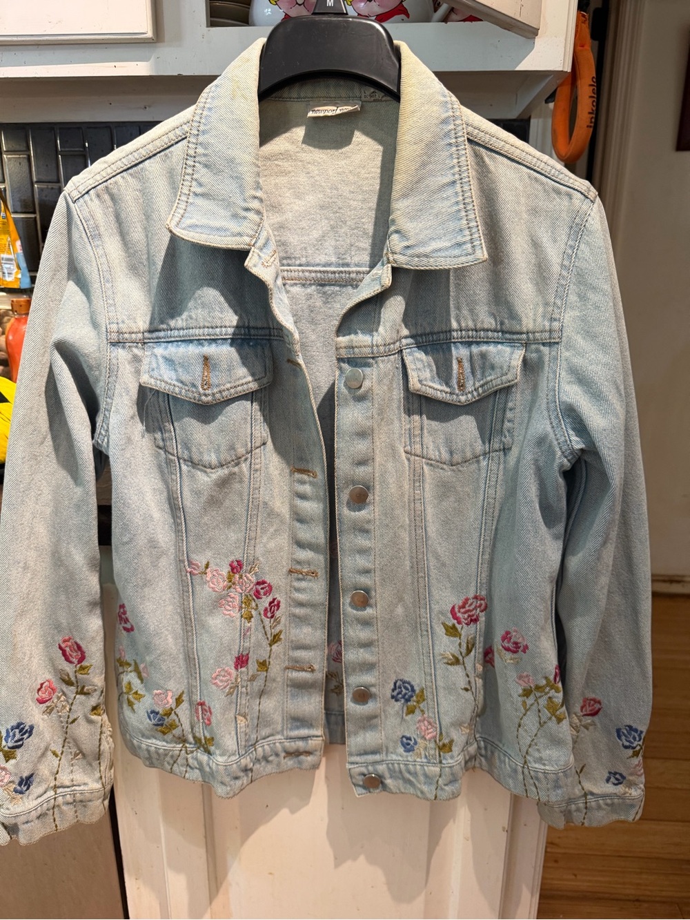 Newport News Light Blue Embroidered Denim Jacket